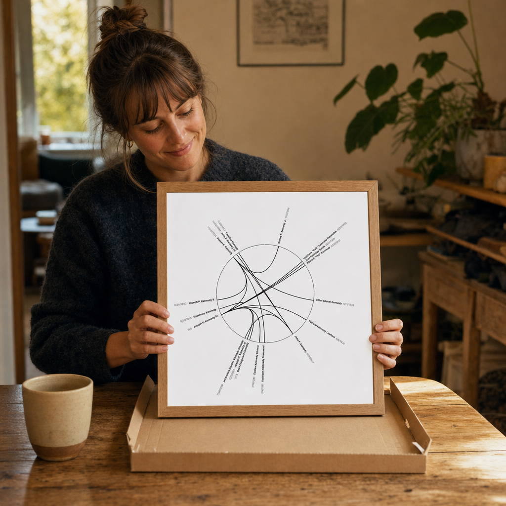 Unboxing a Kinring print at the table